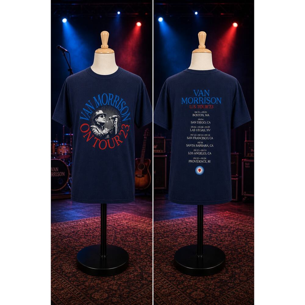 Van Morrison 2023 U.S. Tour Tee Black Double Sided Graphic Shirt